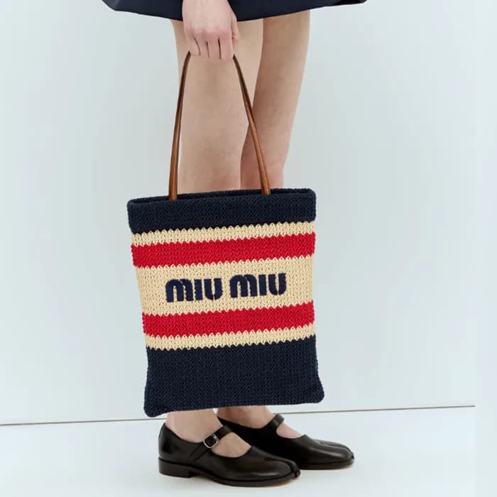 MiuMiu Crochet Cotton Tot Bag - 미우미우 크로셰 코튼 토트백, M… - 1