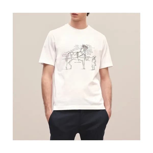 Hermes 2020 Mens Crew-neck Silket Short Sleeved Ts… - 1