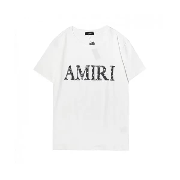 Amiri Mm/Wm Logo Cotton Short Sleeved Tshirts Whit… - 1