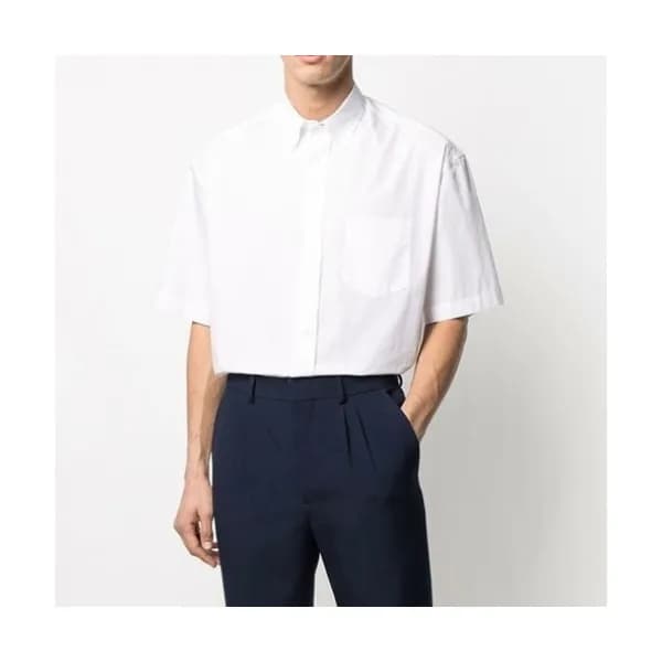 Ami Mens Logo Casual Cotton Short-sleeved Shirts W… - 1