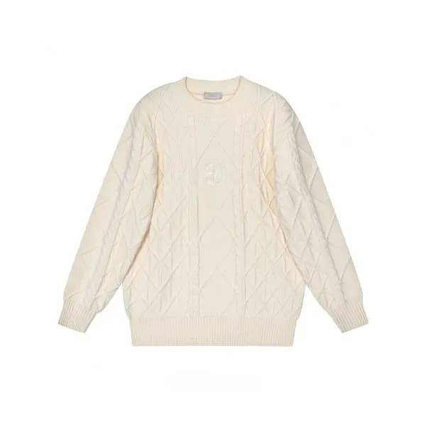 Dior Mm/Wm Retro Logo Crew-neck Sweaters Ivory - …