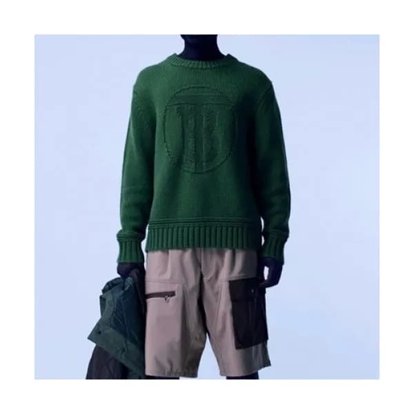 Burberry Mm/Wm Vintage Polo Wool Sweaters Green -… - 1