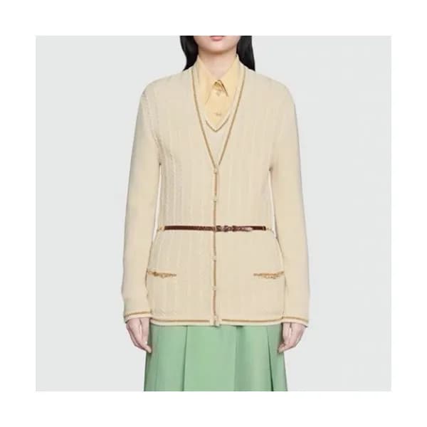 Gucci Womens Trendy V-neck Cardigan Ivory - 구찌 202… - 1