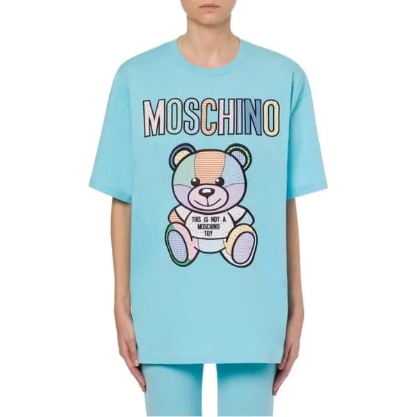 모스키노 남/녀 크루넥 블루 반팔티 - Unisex Blue Tshirts - mos021… - 1