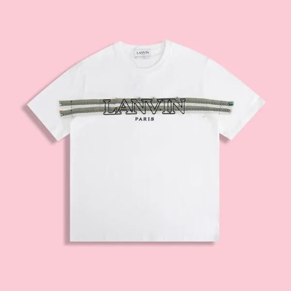 랑방 남성 이니셜 화이트 반팔티 - LANVIN Mens White Tshirts - la… - 1