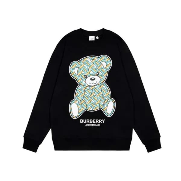 버버리 남/녀 크루넥 블랙 맨투맨 - Unisex Black Tshirts - bur044… - 1