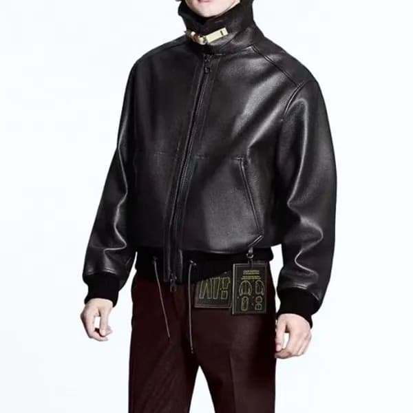 루이비통 남성 블랙 가죽 자켓 - Mens Black Jackets - lou05197x - 1