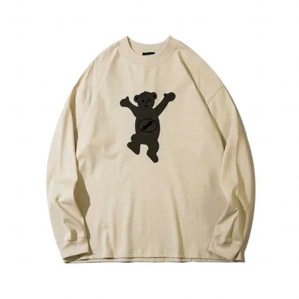 웰던 남성 캐쥬얼 베이지 맨투맨 - Unisex Beige Tshirts - wel0085…