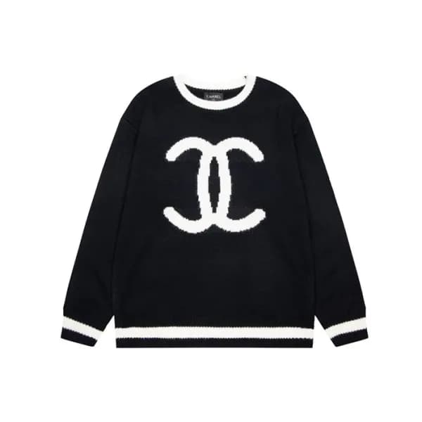 샤넬 남/녀 블랙 크루넥 니트 - Chanel Unisex Black Knits - ch0… - 1