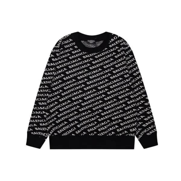 발렌시아가 남성 블랙 크루넥 니트 - Balenciaga Mens Black Knits -… - 1