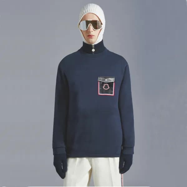 몽클레어 남성 네이비 크루넥 긴팔티 - Moncler Mens Navy Tshirts - … - 1