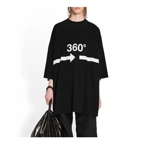 발렌시아가 남성 크루넥 블랙 반팔티 - Balenciaga Mens Black Short … - 1
