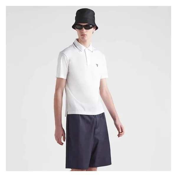 프라다 남성 화이트 폴로 반팔티 - Prada Mens White Short sleeved… - 1