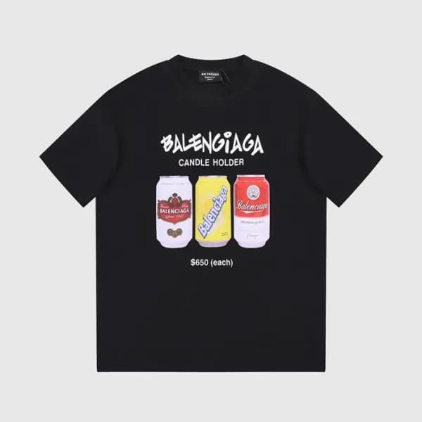 발렌시아가 남성 블랙 크루넥 반팔티 - Balenciaga Mens Black Short … - 1