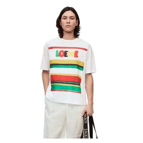 로에베 여성 이니셜 화이트 반팔티 - Loewe Womens White Short slee… - 1