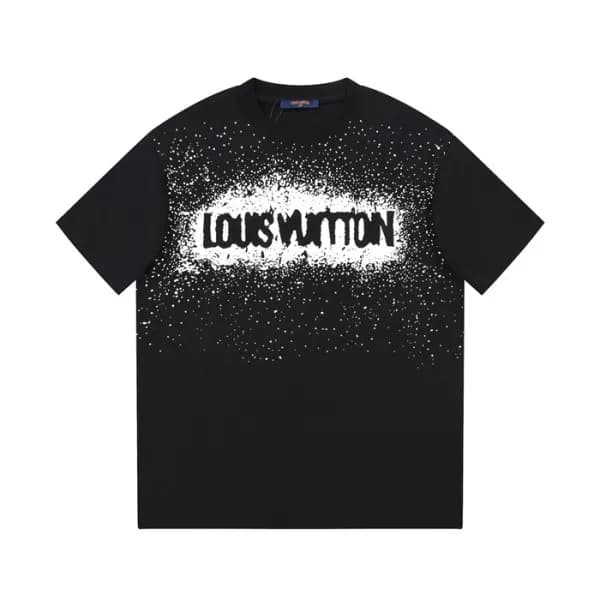 루이비통 남성 블랙 크루넥 반팔티 - Louis vuitton Mens Black Shor… - 1