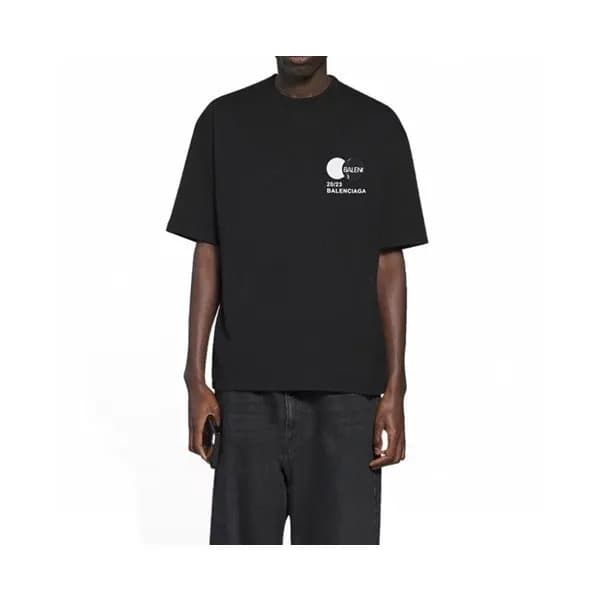 발렌시아가 남성 블랙 크루넥 반팔티 - Balenciaga Mens Black Short … - 1