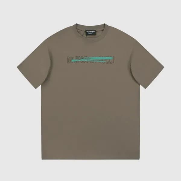 발렌시아가 남성 그린 크루넥 반팔티 - Balenciaga Mens Green Short … - 1