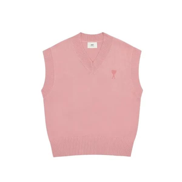 아미 남/녀 핑크 베스트 - Ami Unisex Pink Vest - am11x