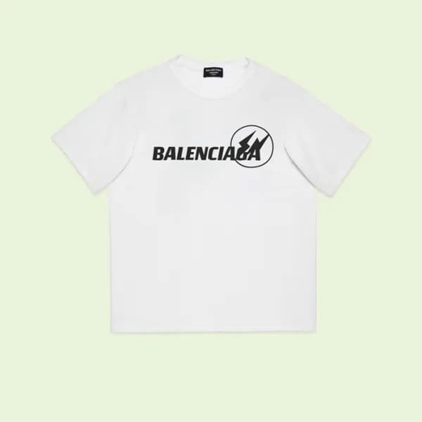 발렌시아가 남성 화이트 크루넥 반팔티 - Balenciaga Mens White Short… - 1