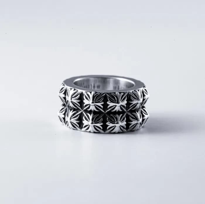 크롬하츠 피라미드 더블 피트 펑크 링 - Chrome Hearts Pyramid Doub… - 1