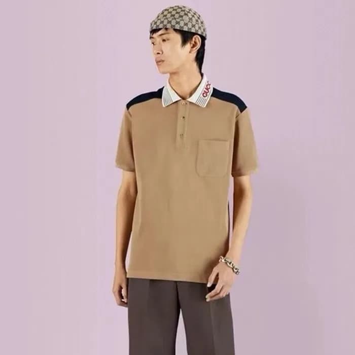 구찌 남성 카멜 폴로 반팔티 - Gucci Mens Camel Polo Tshirts - … - 1