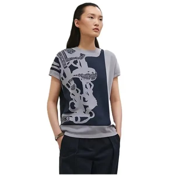 에르메스 여성 크루넥 반팔티 - Hermes Womens Round Tshirt - hec… - 1