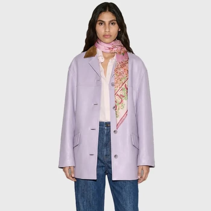 구찌 여성 인터로킹 G 플로럴 프린트 실크 까레 - Gucci Womens Interloc… - 1