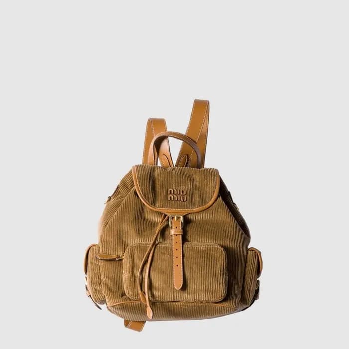미우미우 여성 코듀로이 백팩 - MiuMiu Womens Corduroy Backpack … - 1