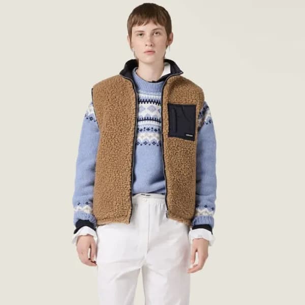 미우미우 남/녀 플란넬 베스트 - Miumiu Unisex Zip-up Vest - mic… - 1