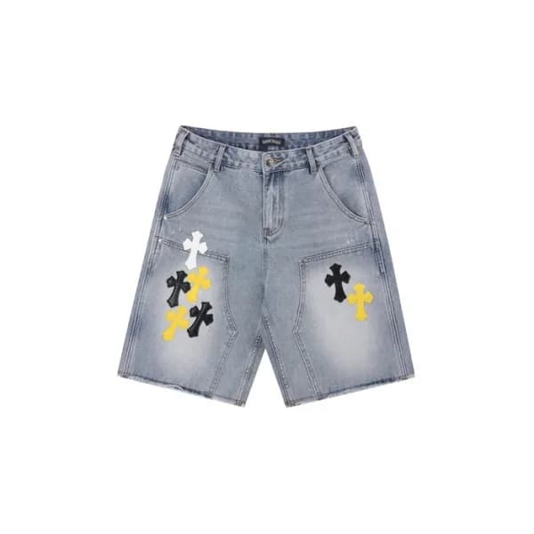 크롬하츠 남성 데님 쇼츠 - Chrom Hearts Mens Denim Shorts - c… - 1