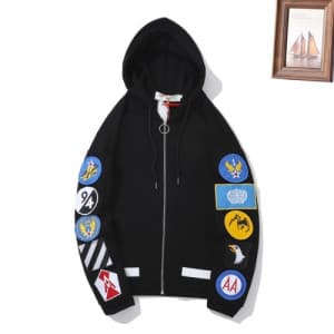 Off-White 2018 Mens Cotton Zip-up Hood Tee - 오프화이트… - 1