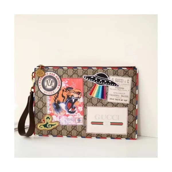Gucci 2018 Courrier Supreme Tiger Clutch Bag ,30.5… - 1