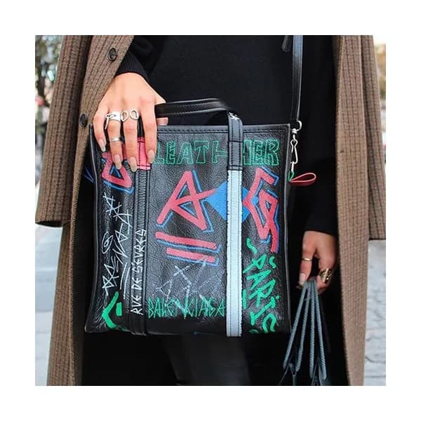Balenciaga 2019 Bazar Leather Tote Shoulder Shoppe… - 1