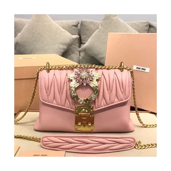 MiuMiu 2019 Matelasse Buckle Shoulder Cross Bag,2… - 1