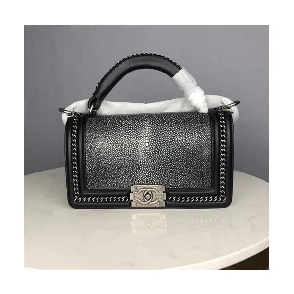 Chanel Leboy Leather Chain Tote Shoulder Bag ,20CM… - 1