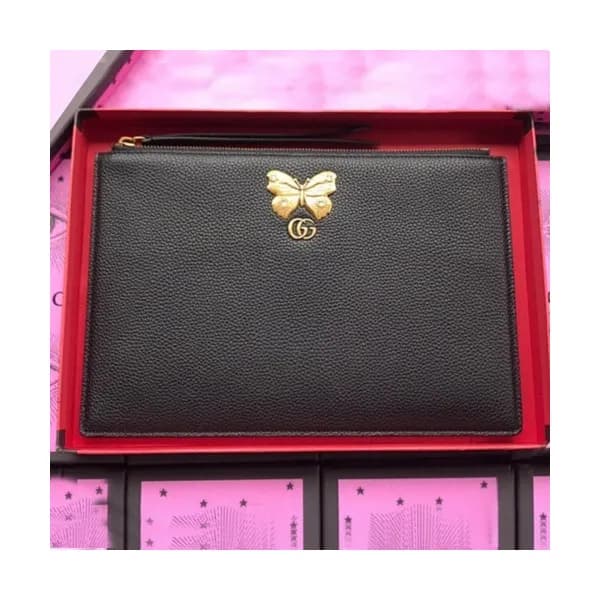 Gucci 2019 Butterfly Leather Clutch Bag ,30CM - 구찌… - 1