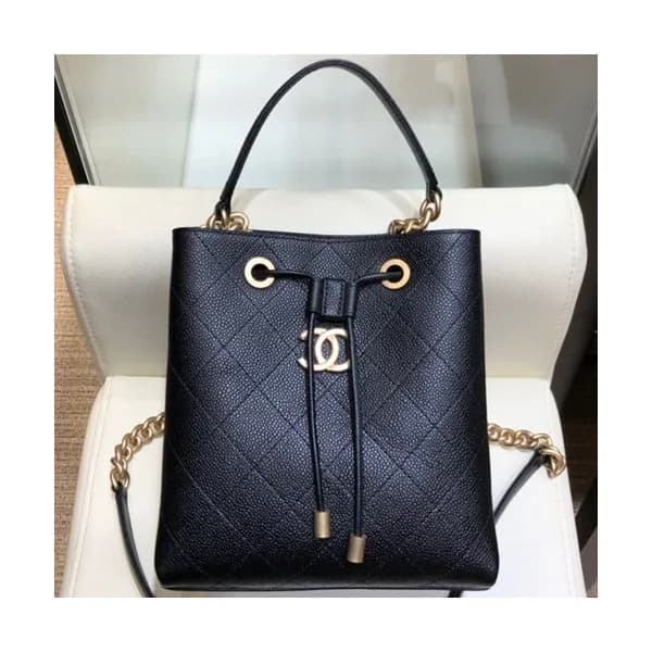 Chanel 2019 Leather Bucket Tote Shoulder Bag ,20CM… - 1