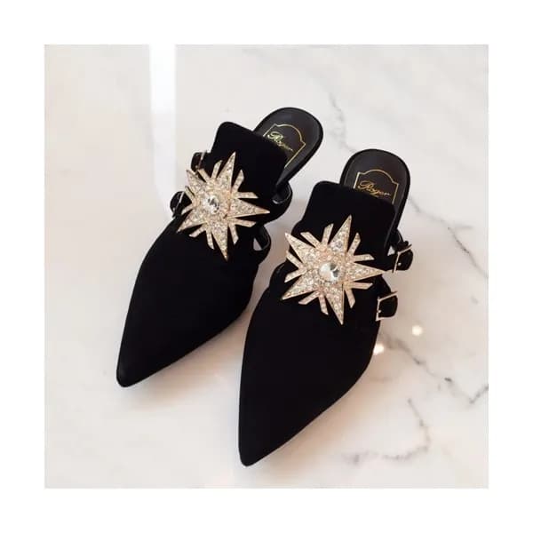 Roger Vivier 2019 Ladies Leather Middle-heel Slipp… - 1