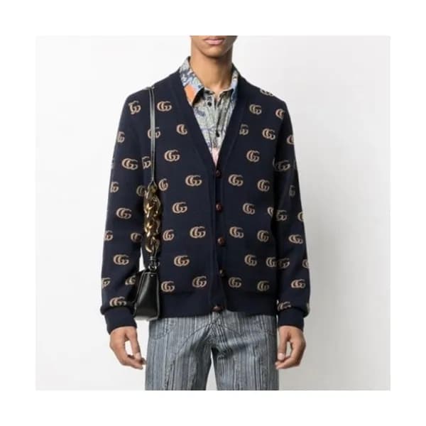 Gucci Mm/Wm Trendy V-neck Cardigan Navy - 구찌 2021 … - 1