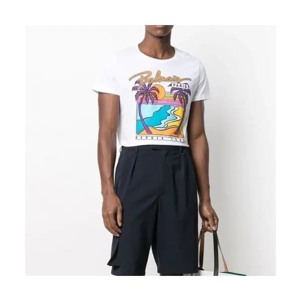 [발망]Balmain 2021 Mens Logo Cotton Short Sleeved Ts… - 1