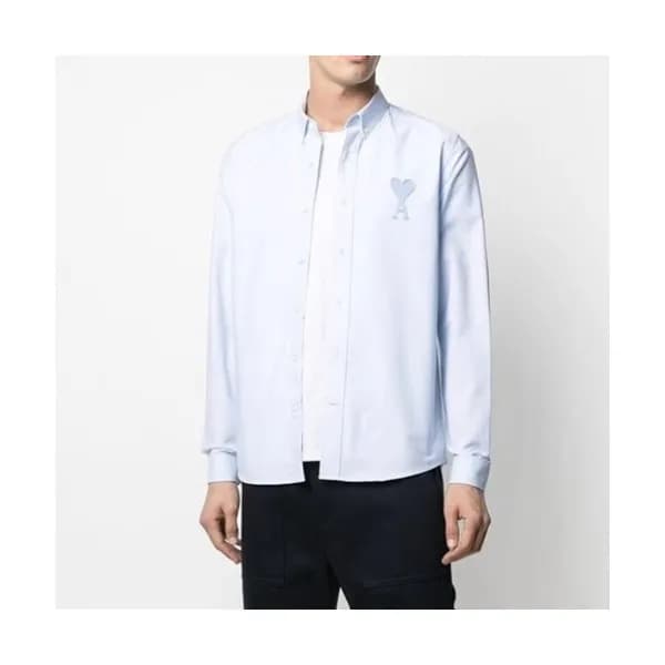 Ami Mens Logo Casual Cotton Shirts - 아미 2021 남성 로고… - 1