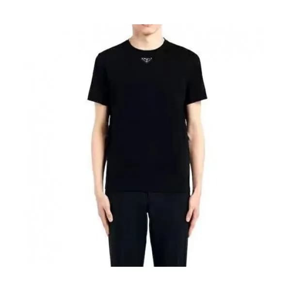 Prada Mens Basic Logo Short Sleeved Tshirts Black… - 1