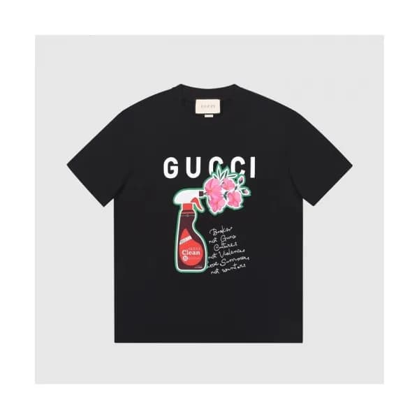 Gucci Mm/Wm Logo Short Sleeved Tshirts Black - 구찌… - 1