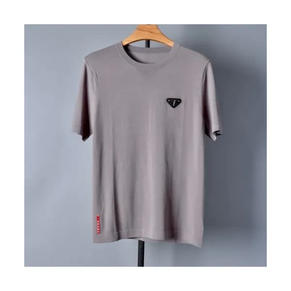 Prada Mens Basic Logo Short Sleeved Tshirts Gray … - 1