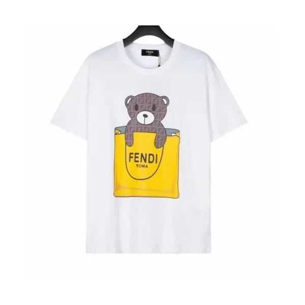 Fendi Mm/Wm Logo Casual Short Sleeved Tshirts Whi… - 1