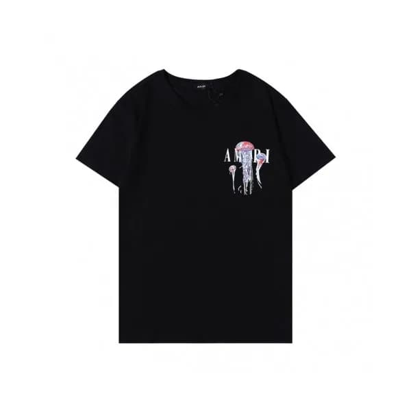 Amiri Mm/Wm Logo Cotton Short Sleeved Tshirts Blac… - 1