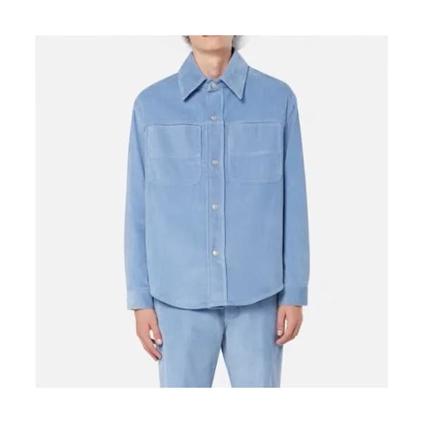 Ami Mens Logo Casual Cotton Shirts Blue - 아미 2021 … - 1
