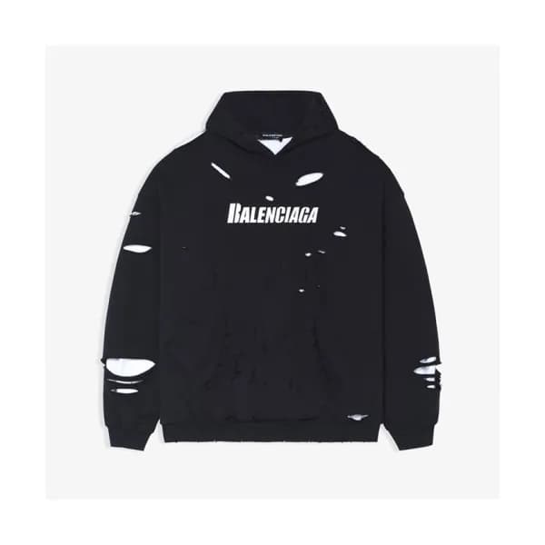 Balenciaga Mm/Wm Logo Cotton Hoodie Black - 발렌시아가… - 1