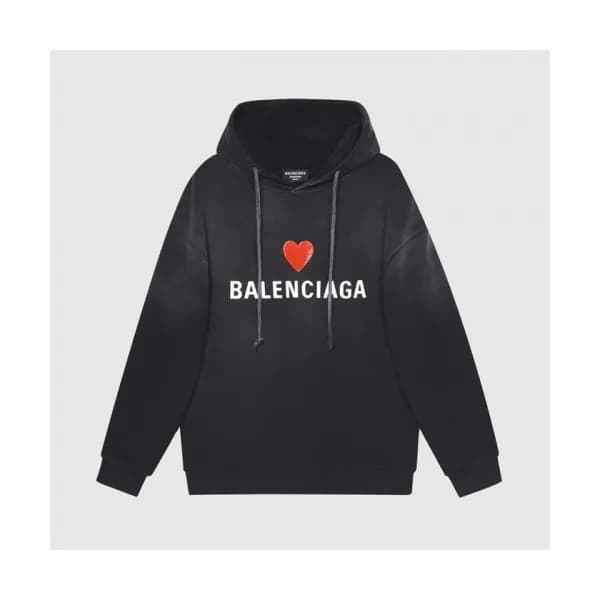 Balenciaga Mm/Wm Logo Cotton Hoodie Black - 발렌시아가… - 1